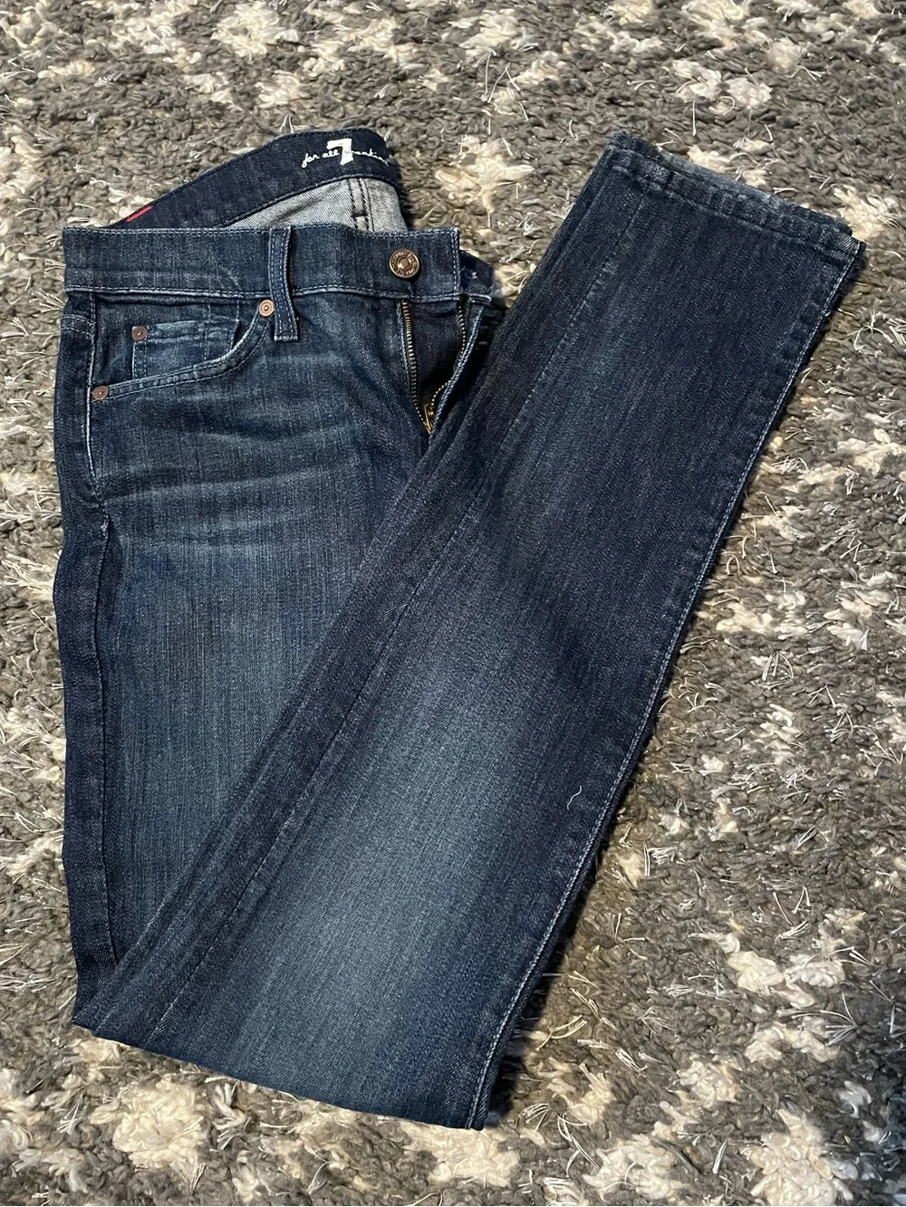 7 For All Mankind Women's Dark Indigo Skinny Jeans